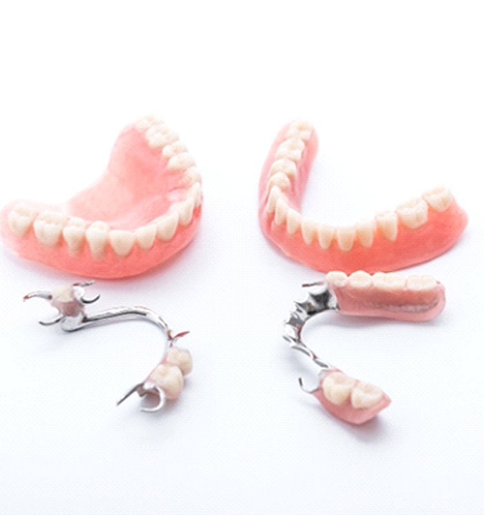 Dentures lying on a table